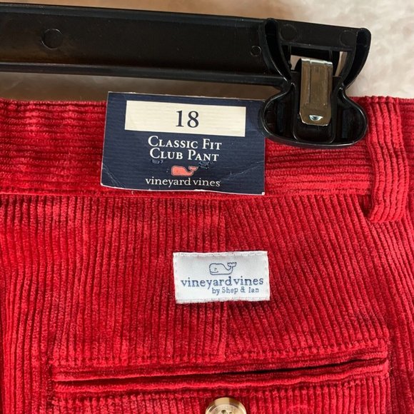 Vineyard Vines Boys Corduroy Classic‎ Club Pant Solid Red Size 18 NWT 6472 - Picture 9 of 11